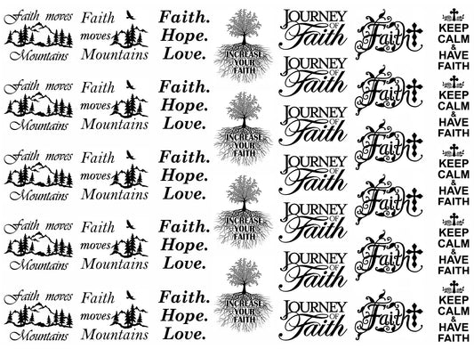 Faith 32 pcs 1 Inch Black Fused Glass Decals