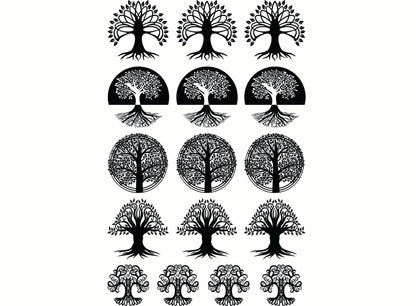 Tree Mania 16 pcs 0.75 to 1 Inch Black Fused Glass Decals