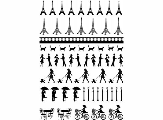 Paris Bits 55 pcs 0.25 to 0.75 Inch Black Fused Glass Decals