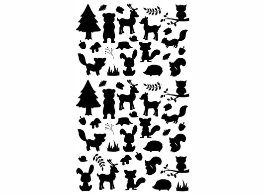 Forest Bits 57 pcs 0.25 to 0.75 Black Fused Glass Decals