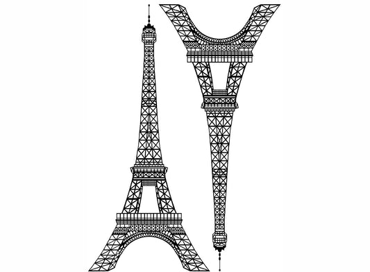 Eiffel Tower 2 pcs 6 Inch Black Fused Glass Decals