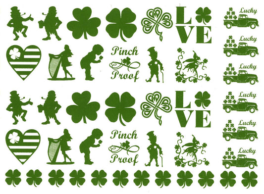 St Patrick's Day 42 pcs 1 Inch Green Fused Glass Decals