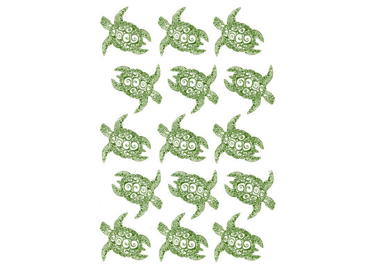 Sea Turtle 15 pcs 1 Inch Green Fused Glass Decals