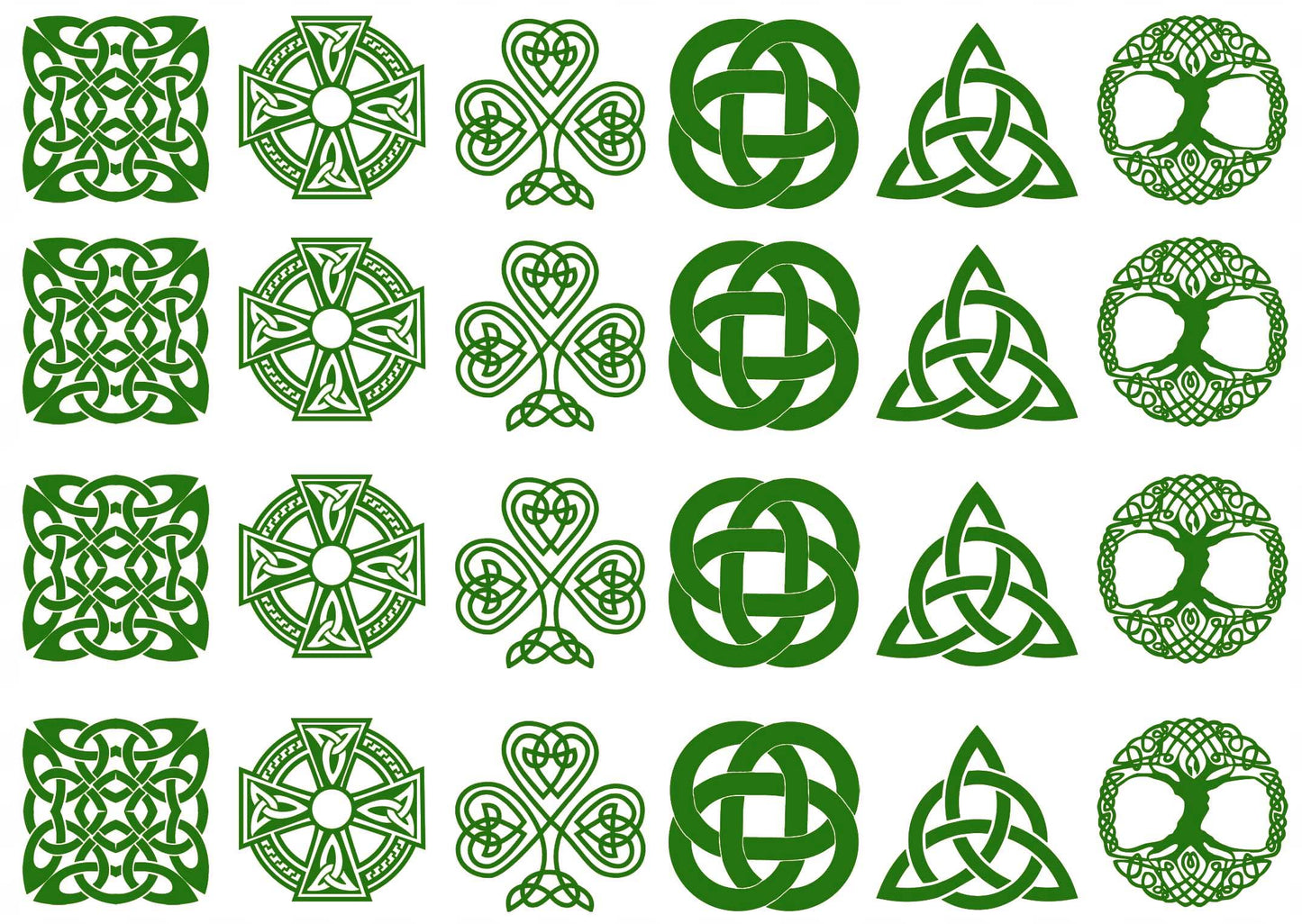 Celtic Knots 24 pcs 1" Green Fused Glass Decals