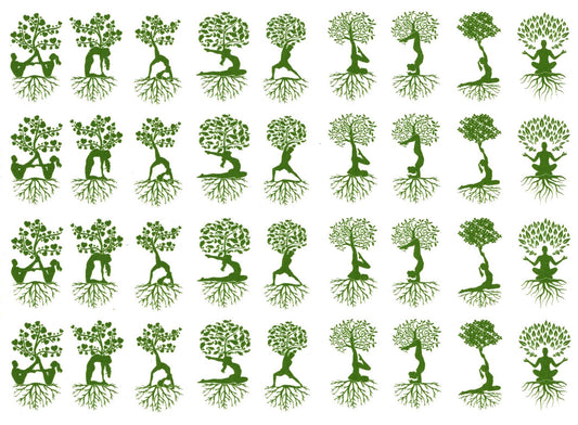Yoga Tree People 36 pcs 1-1/8" Green Fused Glass Decals