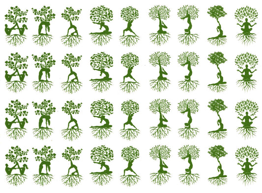 Yoga Tree People 36 pcs 1 Inch Green Fused Glass Decals