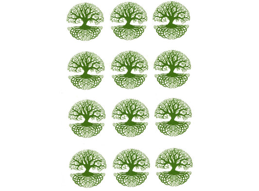 Celtic Tree of Life 12 pcs 1" Green Fused Glass Decals