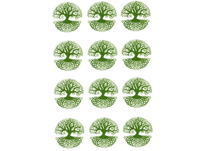 Celtic Tree of Life 12 pcs 1 Inch Green Fused Glass Decals