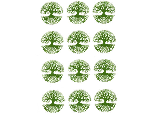 Celtic Tree of Life 12 pcs 1 Inch Green Fused Glass Decals
