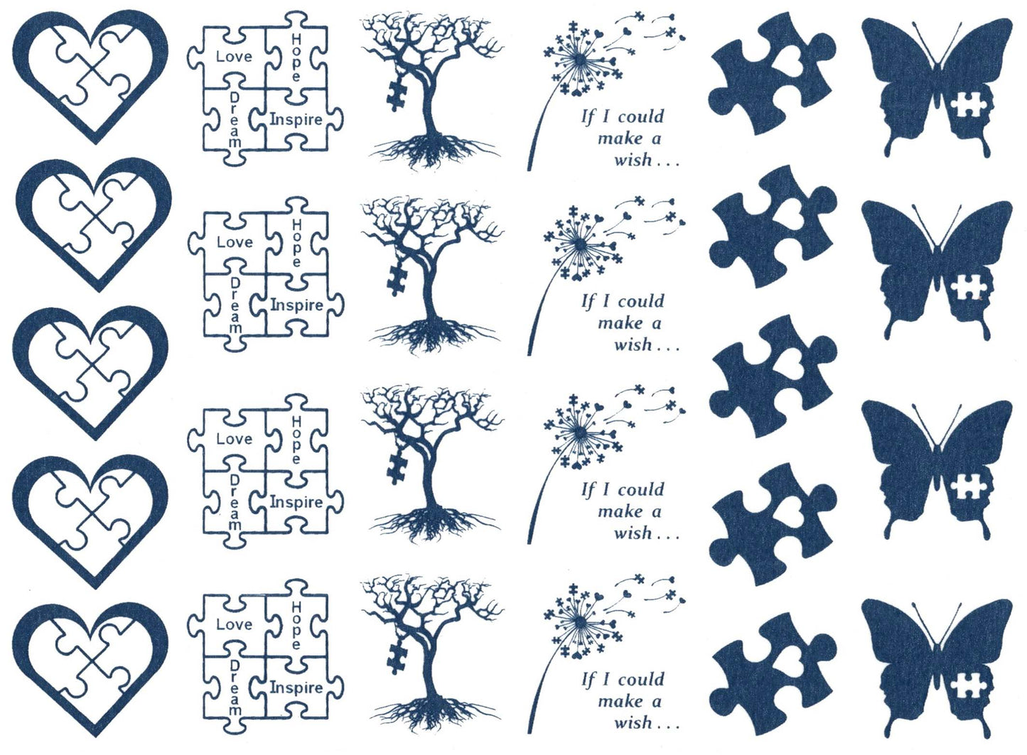 Autism Awareness 26 pcs 1 Inch Blue Fused Glass Decals