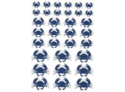 Crab 33 pcs 0.5 to 1 Inch Blue Fused Glass Decals