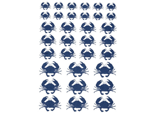 Crab 33 pcs 1/2" to 1" Blue Fused Glass Decals