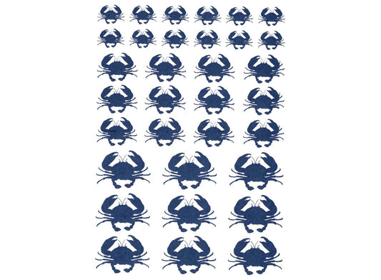 Crab 33 pcs 0.5 to 1 Inch Blue Fused Glass Decals