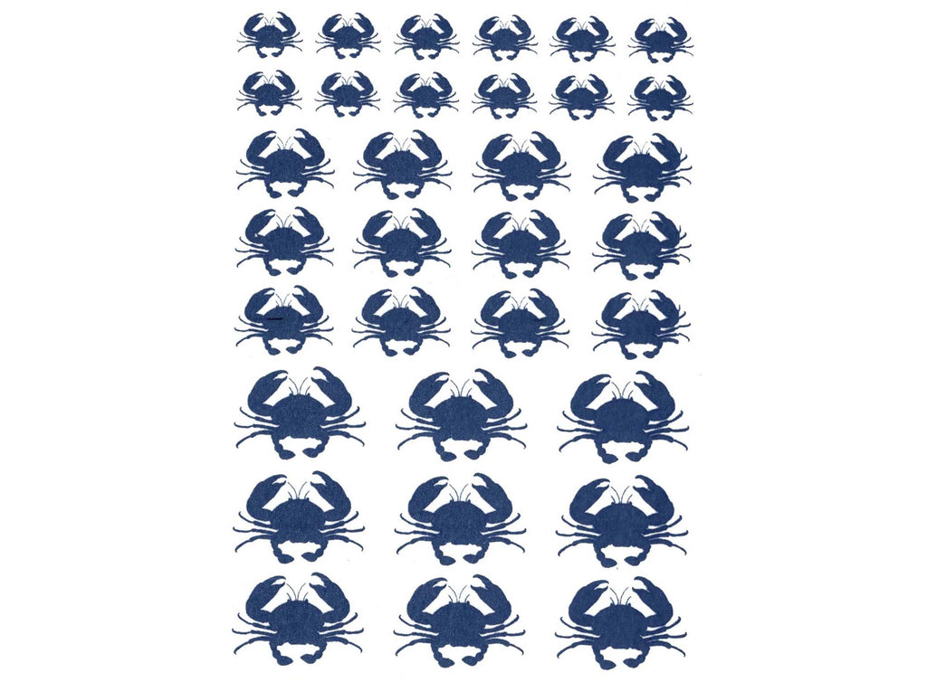 Crab 33 pcs 1/2" to 1" Blue Fused Glass Decals
