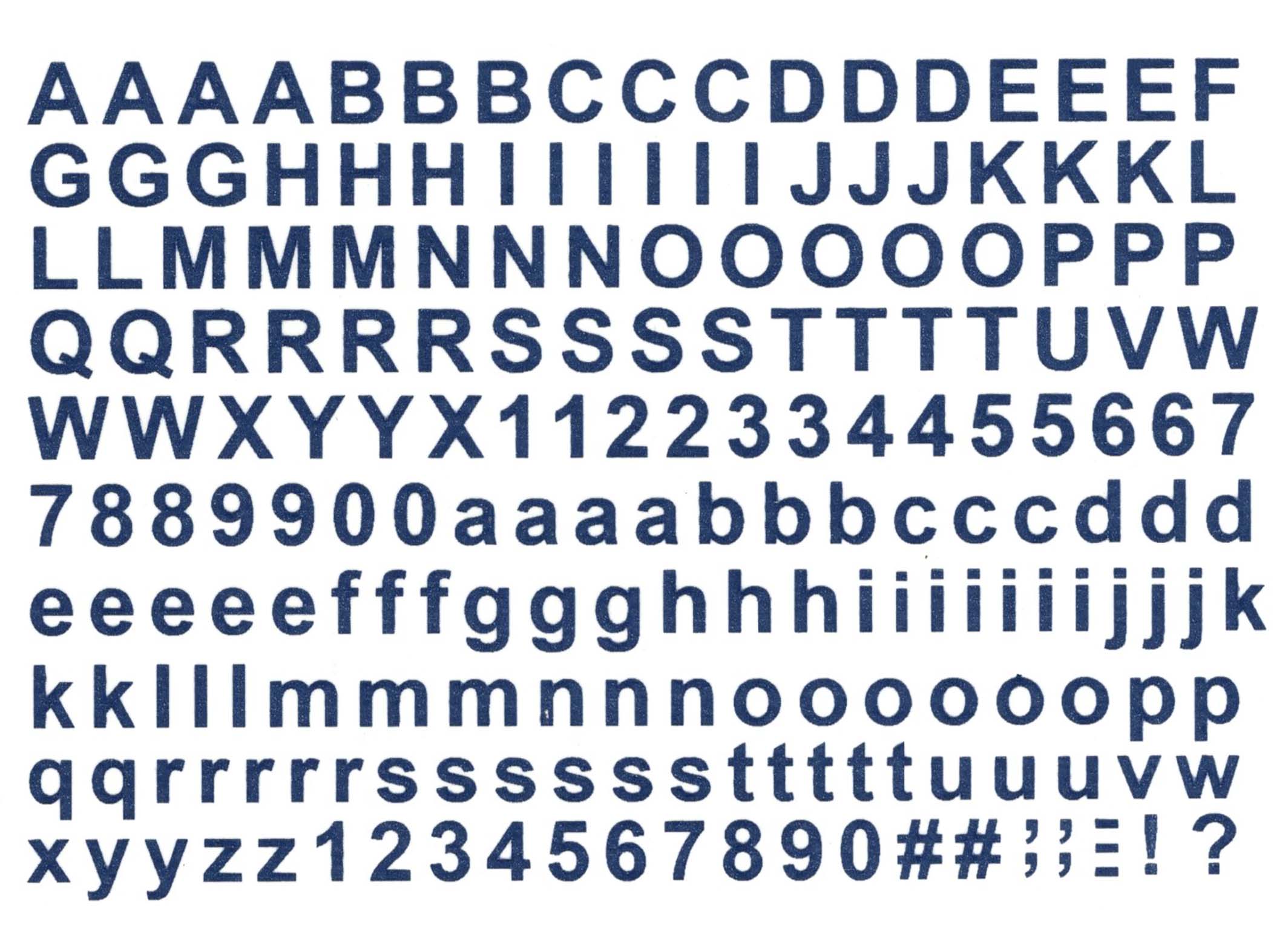 Block Font Alphabet 197 Pcs 1/4 Inch tall Blue Fused Glass Decals ...