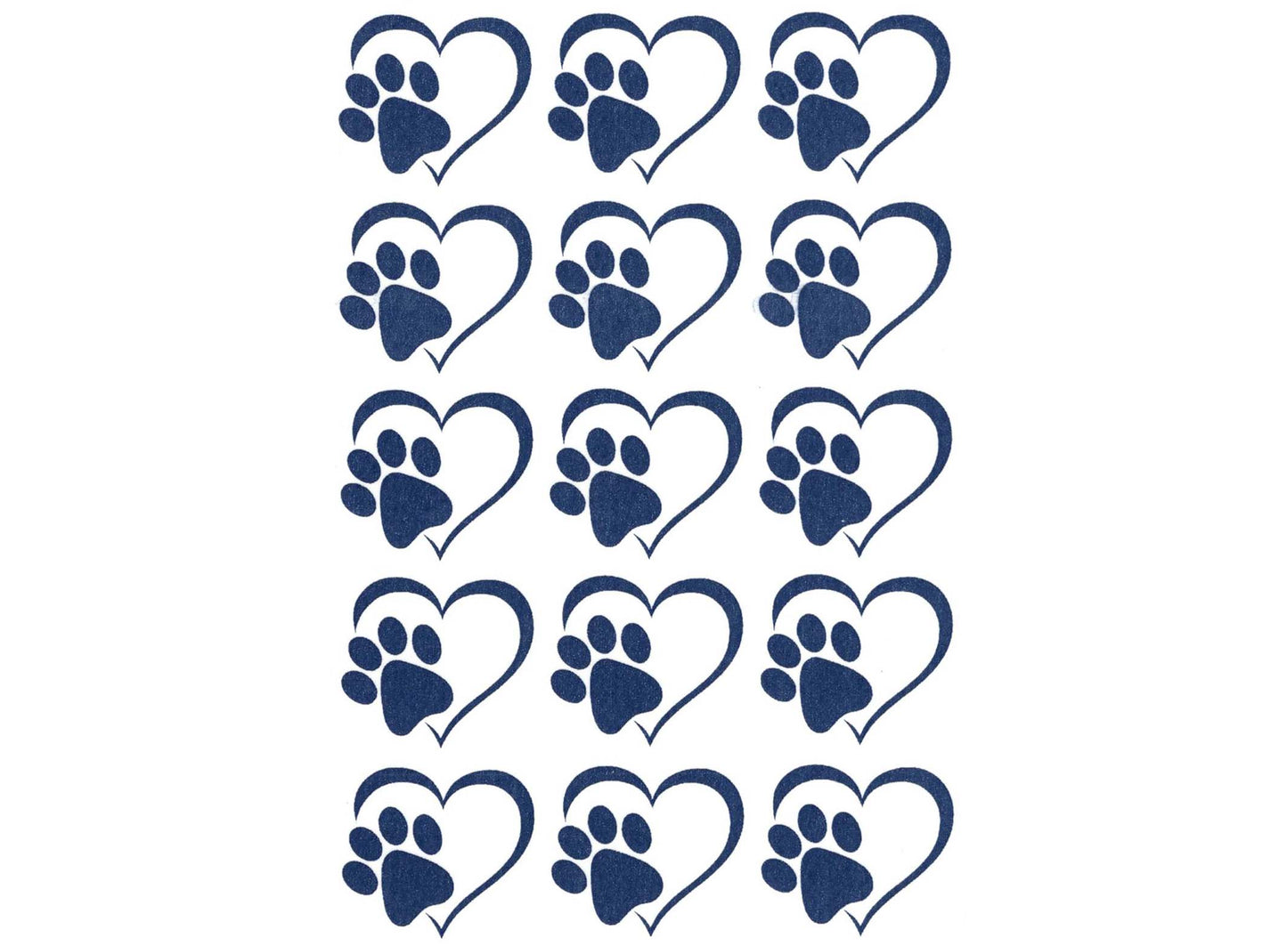 Heart Paw Print 15 pcs 1 Inch Blue Fused Glass Decals