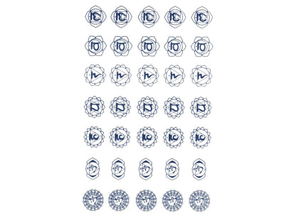 Chakra 35 pcs 1/2 Inch Blue Fused Glass Decals