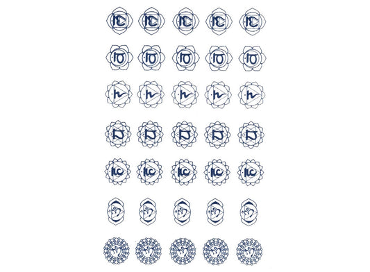 Chakra 35 pcs 1/2 Inch Blue Fused Glass Decals