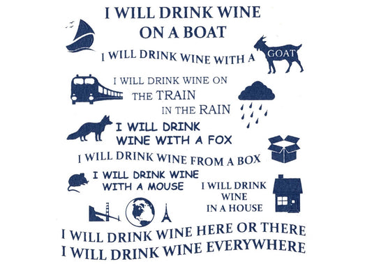 Wine Poem 2 pcs 3.75 Inch Blue Fused Glass Decals