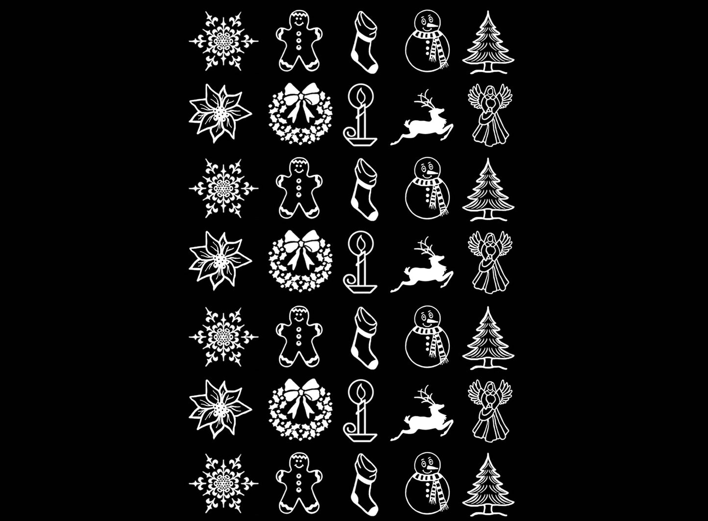 Christmas Bits 35 pcs 0.65 Inch White Fused Glass Decals