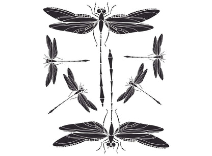 Dragonfly 6 pcs 1.75 to 4 Inch Black Fused Glass Decals