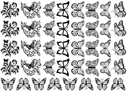 Butterfly Fancy 40 pcs Black Fused Glass Decals