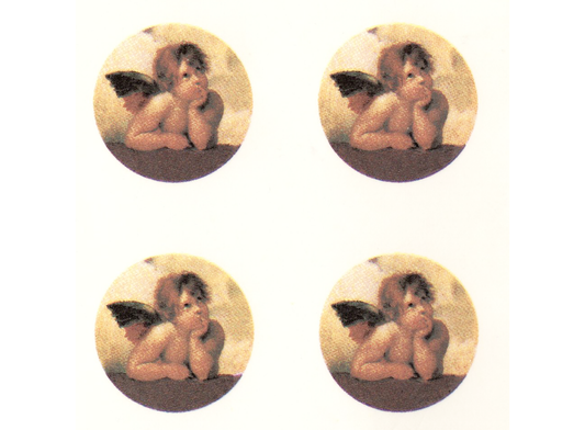 Cherubs Thinking 1.25 Inch Round Overglaze Waterslide Ceramic Decals