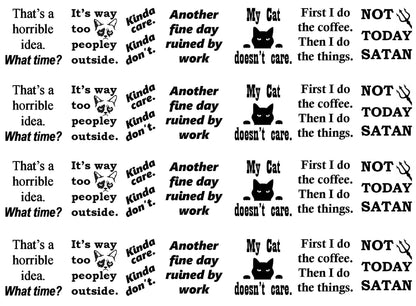 Attitude Humorous Sayings 28 pcs Black Fused Glass Decals