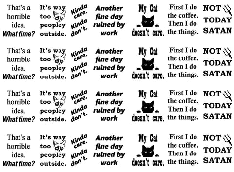 Attitude Humorous Sayings 28 pcs 1" Black Fused Glass Decals