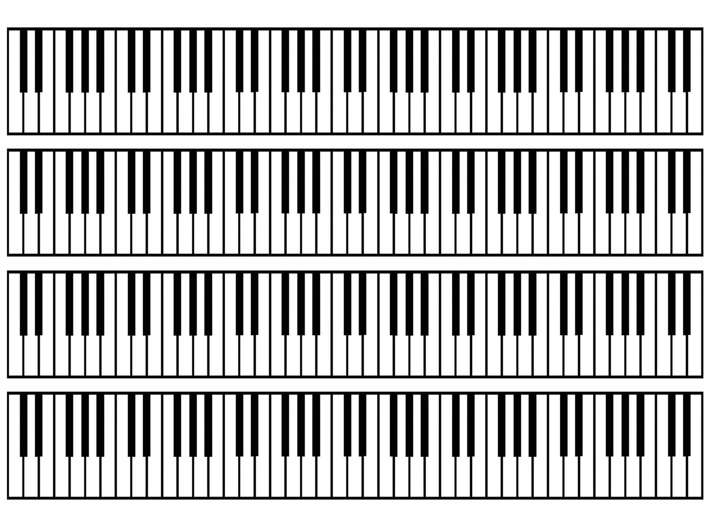 Piano Key Strip 4 pcs 7 Inch Black Fused Glass Decals