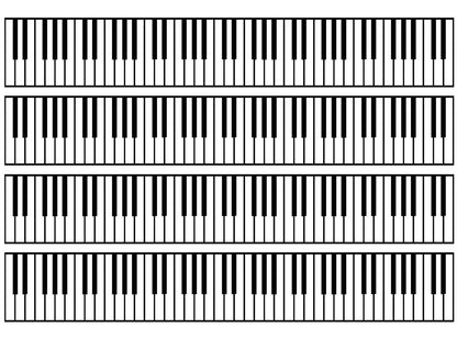 Piano Key Strip 4 pcs 7 Inch Black Fused Glass Decals