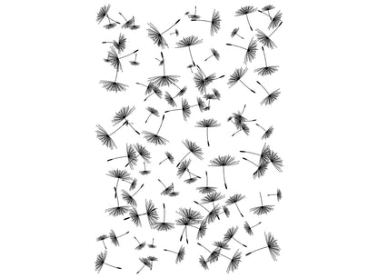 Allover Dandelion Wisps 1 pc 5 x 3.5 Inch Black Fused Glass Decal
