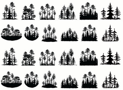 Forest Scenes 24 pcs 1 Inch Black Fused Glass Decals