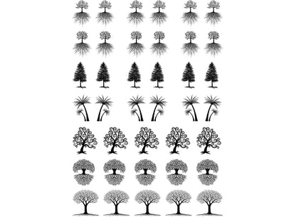 Mini Trees 39 pcs 0.65 Inch Black Fused Glass Decals