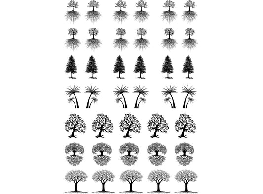 Mini Trees 39 pcs 0.65 Inch Black Fused Glass Decals