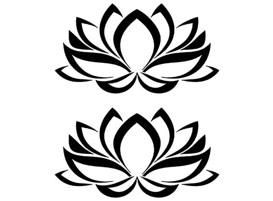 Lotus Flower 2 pcs 4 Inch Black Fused Glass Decals