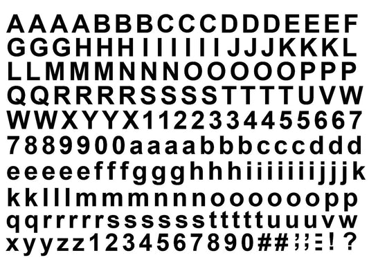 Block Alphabet Letters 197 pcs 0.25 Inch Black Fused Glass Decals