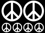 Peace Sign 6 pcs 1-1/2" to 3-1/4" White Fused Glass Decals