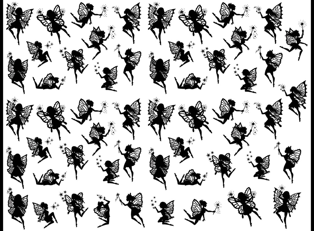 Fairy Wishes 55 pcs 1" Black Fused Glass Decals