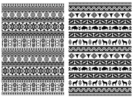 Southwest Stripes 2 pcs 5 x 3.5 Inch Black Fused Glass Decals