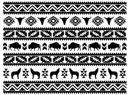 Southwest Bison Coyote Stripe 1 pc 5 x 7 Inch Black Fused Glass Decal