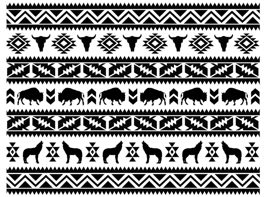 Southwest Bison Coyote Stripe 1 pc 5" X 7" Black Fused Glass Decal