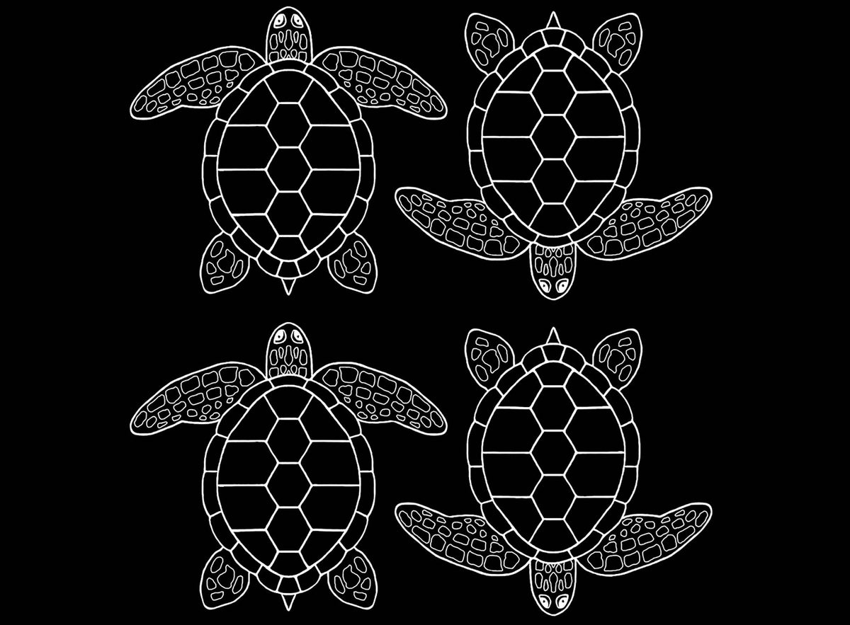 Sea Turtle 12 pcs 1 Inch White Fused Glass Decals – Captive Decals