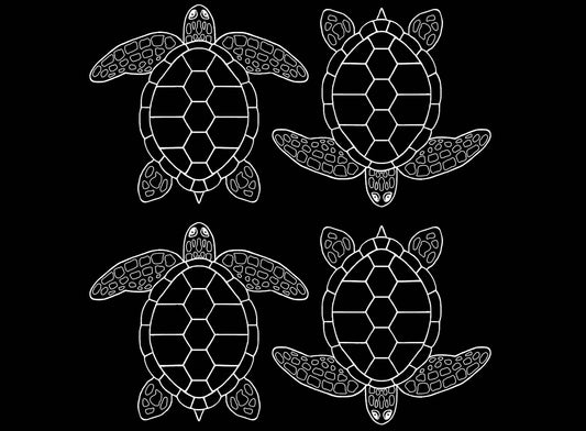 Sea Turtles 12 pcs 1 Inch White Fused Glass Decals