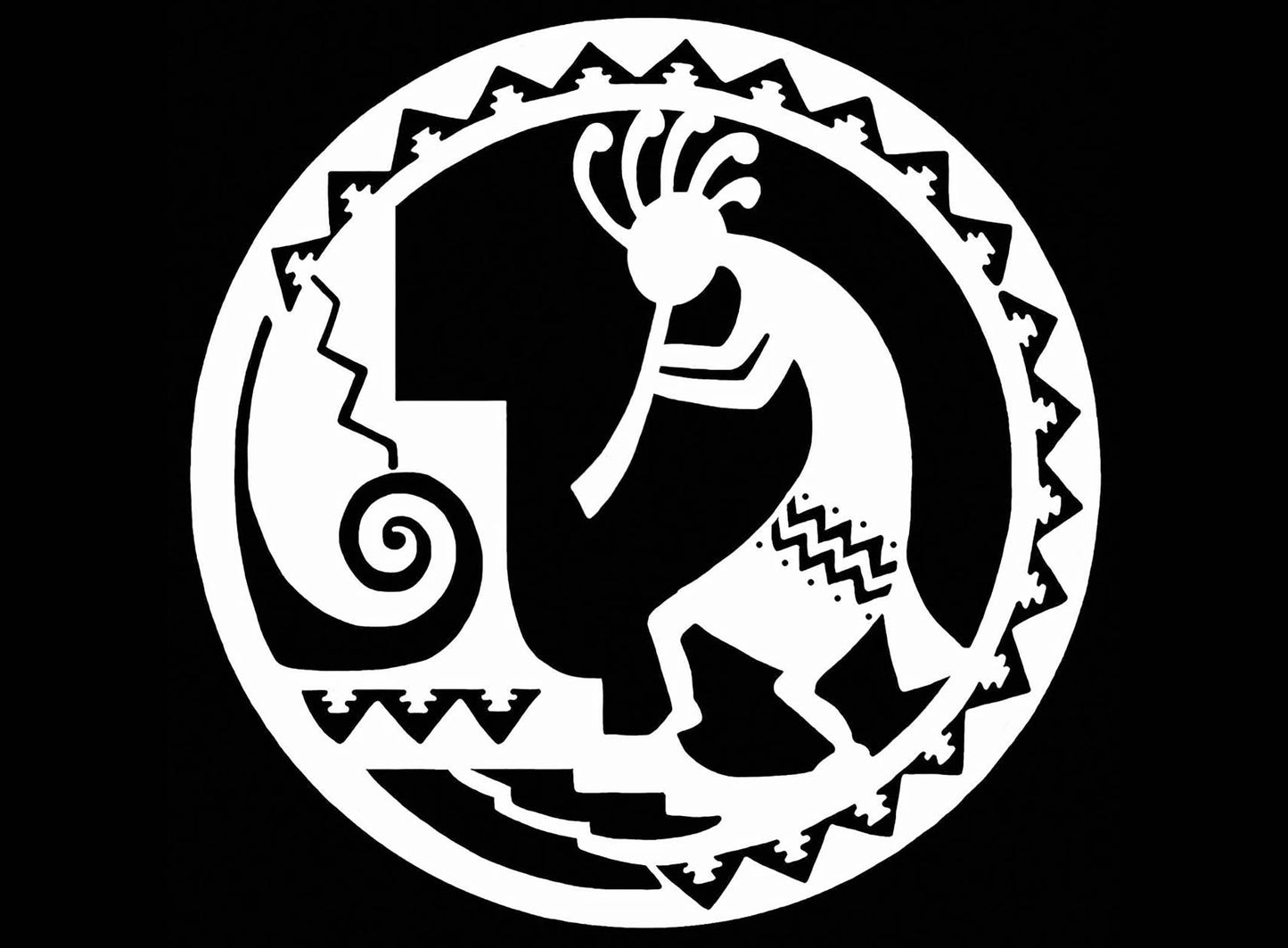 Kokopelli Circle 2 pcs 4 Inch White Fused Glass Decals