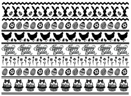 Easter Stripe Basket Rabbit 1 pc 5"X7" Black Fused Glass Decal