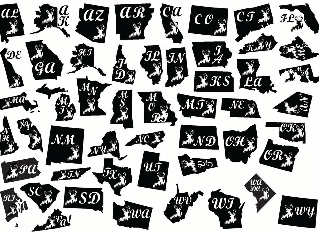 States  Buck 50 pcs 7/8" Black Fused Glass Decals