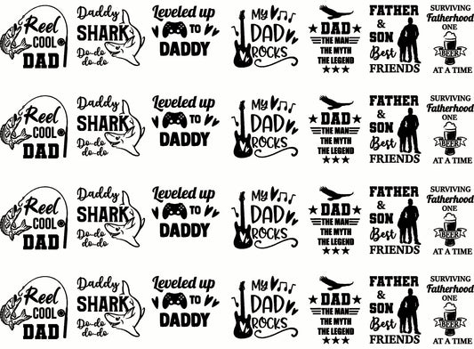 Dad Graphics 28 pcs 1 Inch Black Fused Glass Decals
