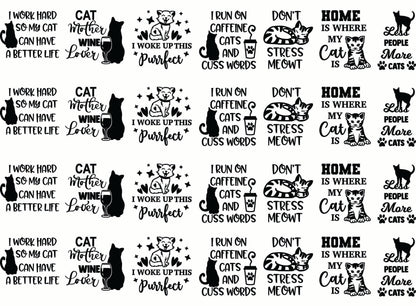 Cat Graphics 28 pcs 1 Inch Black Fused Glass Decals