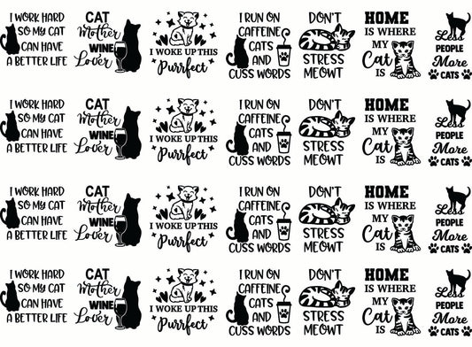 Cat Graphics 28 pcs 1 Inch Black Fused Glass Decals